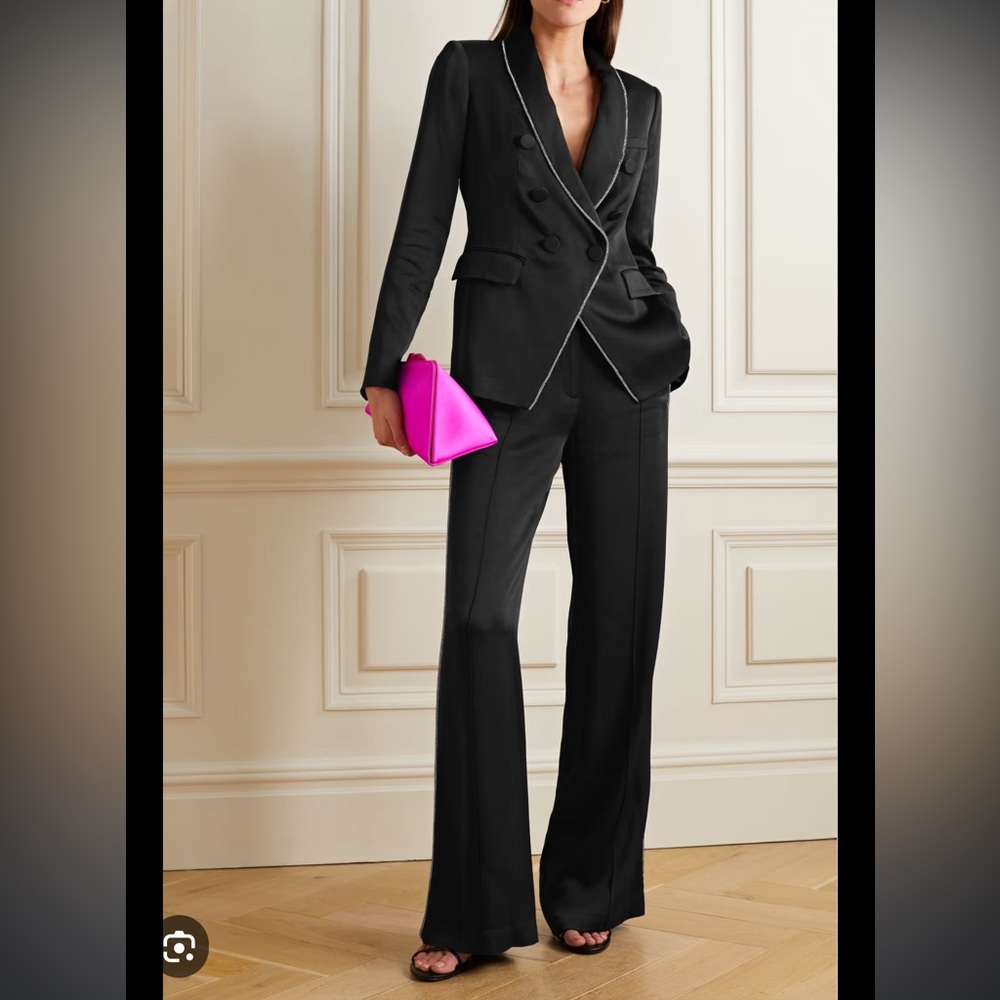 Veronica Beard Jagger Crystal-Embellished Satin Dickey Jacket - Picture 1 of 10